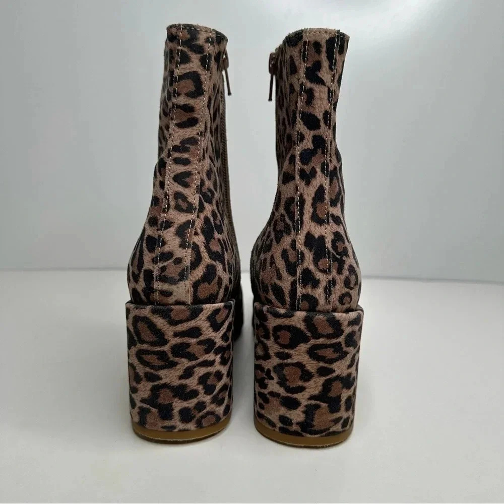 Free People Nicola Leopard Heeled Boots Size 38 - Picture 8 of 10